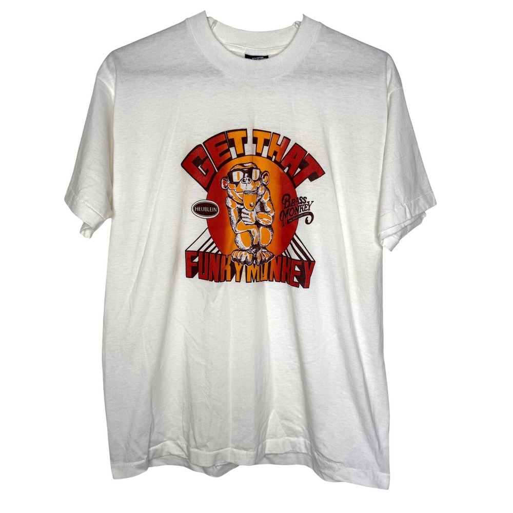 Vintage 80s Heublein‎ Brass Monkey That Funky Monkey T-Shirt XL Screen Stars